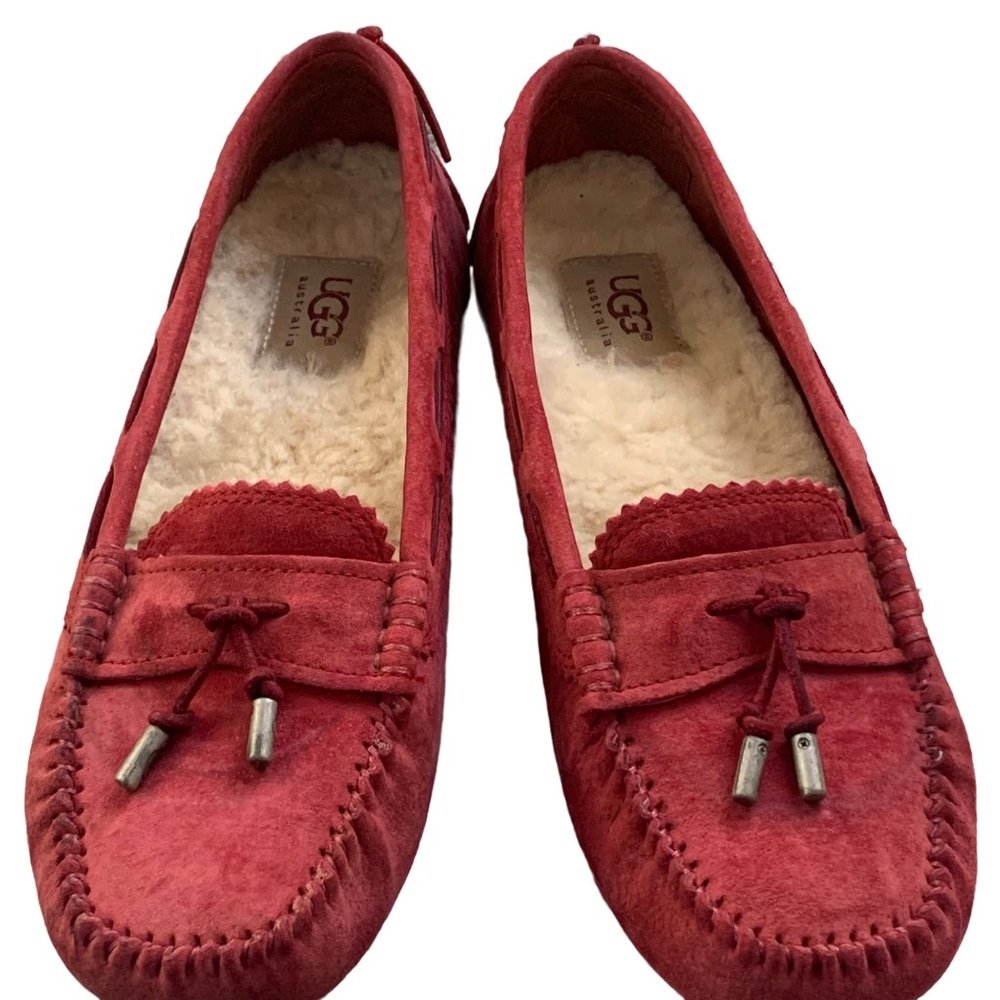 UGG Eavon Red Suede Moccasin Size 6.5